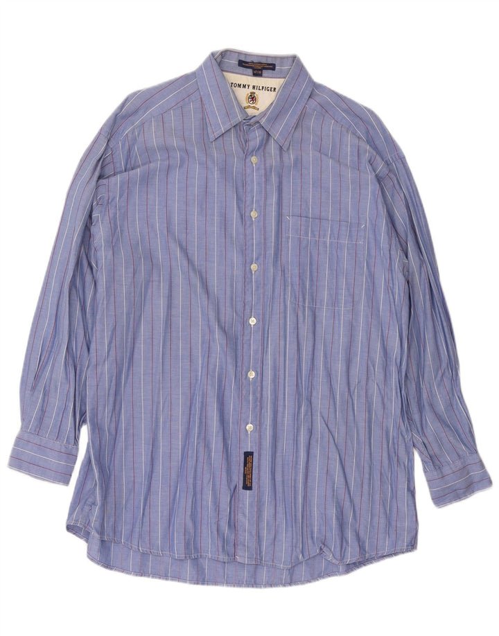 Мужская рубашка Tommy Hilfiger, размер 16, 1/2, большая синяя полоска, хлопок