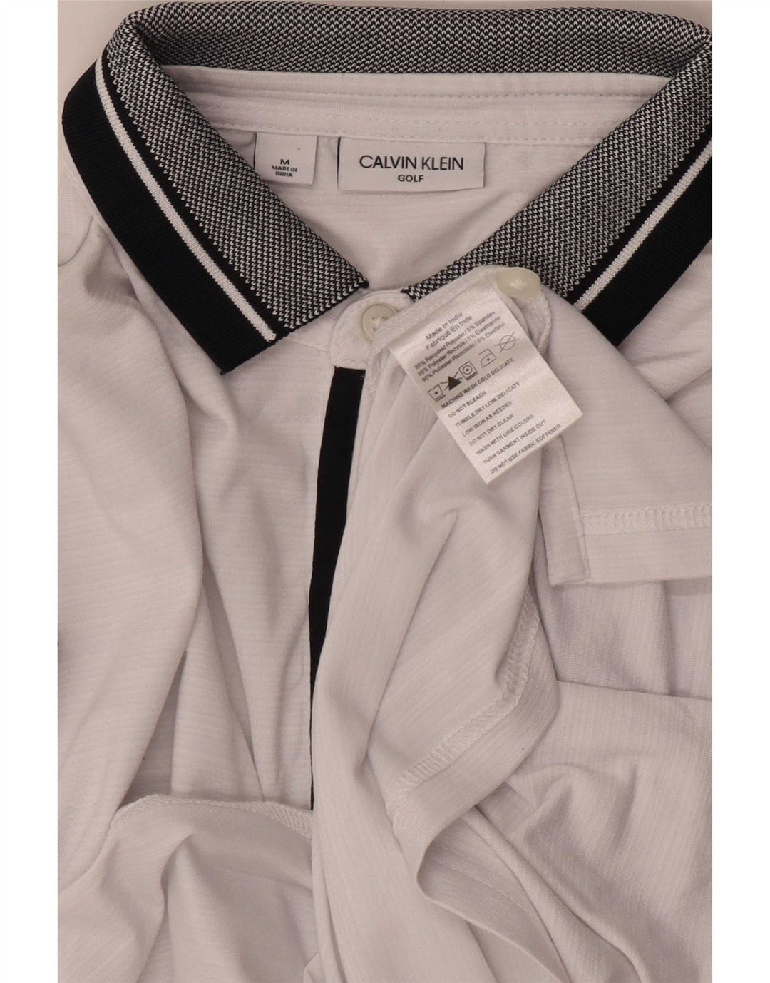 Мужская рубашка-поло для гольфа Calvin Klein, средний белый полиэстер с цветными блоками