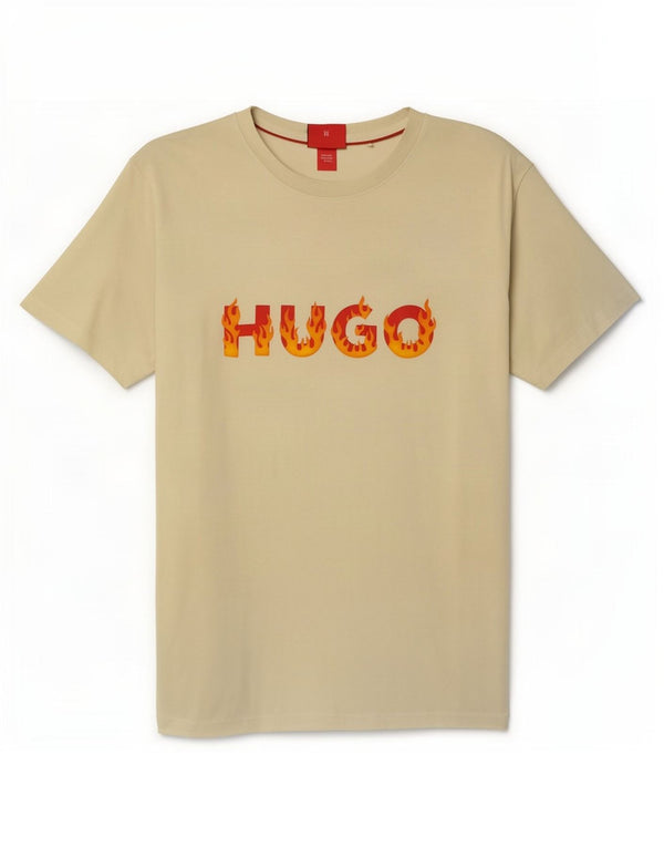 Мужская футболка с рисунком Hugo Boss, большой желтый хлопок