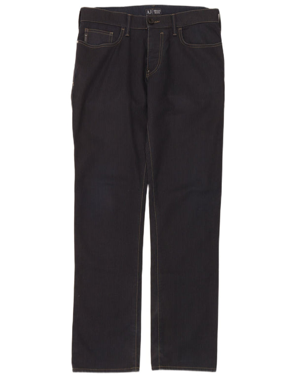 Armani Jeans Мужские прямые повседневные брюки W32 L34 Темно-синие полосатые хлопковые брюки