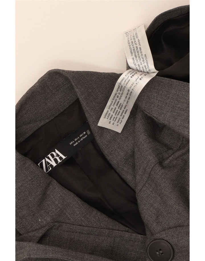 Женский двубортный пиджак Zara UK 14, большой серый полиэстер