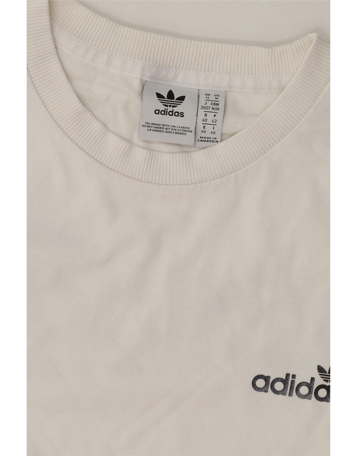 ADIDAS Womens Graphic Top Long Sleeve UK 14 Large White Vintage Adidas and Second-Hand Adidas from Messina Hembry 