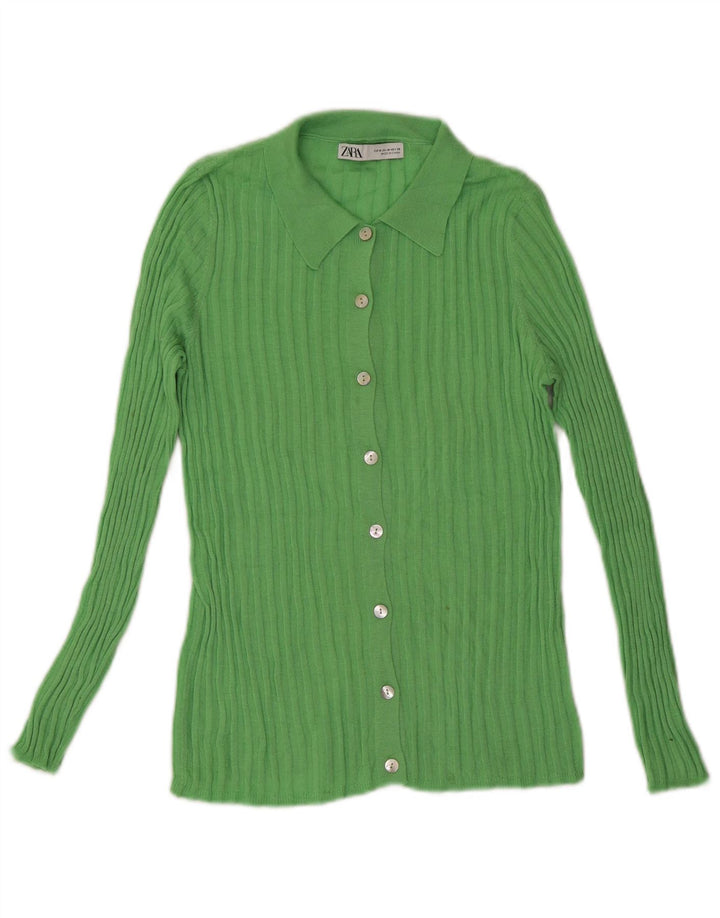 Женский кардиган Zara UK 12, средний зеленый цвет