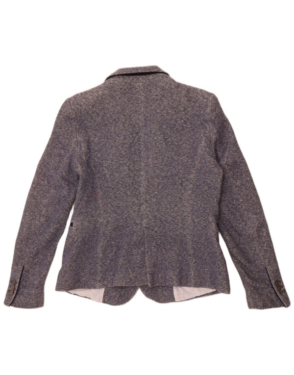 Женский пиджак Zara на 1 пуговице, Великобритания, 18 XL, синий хлопок с крапинками