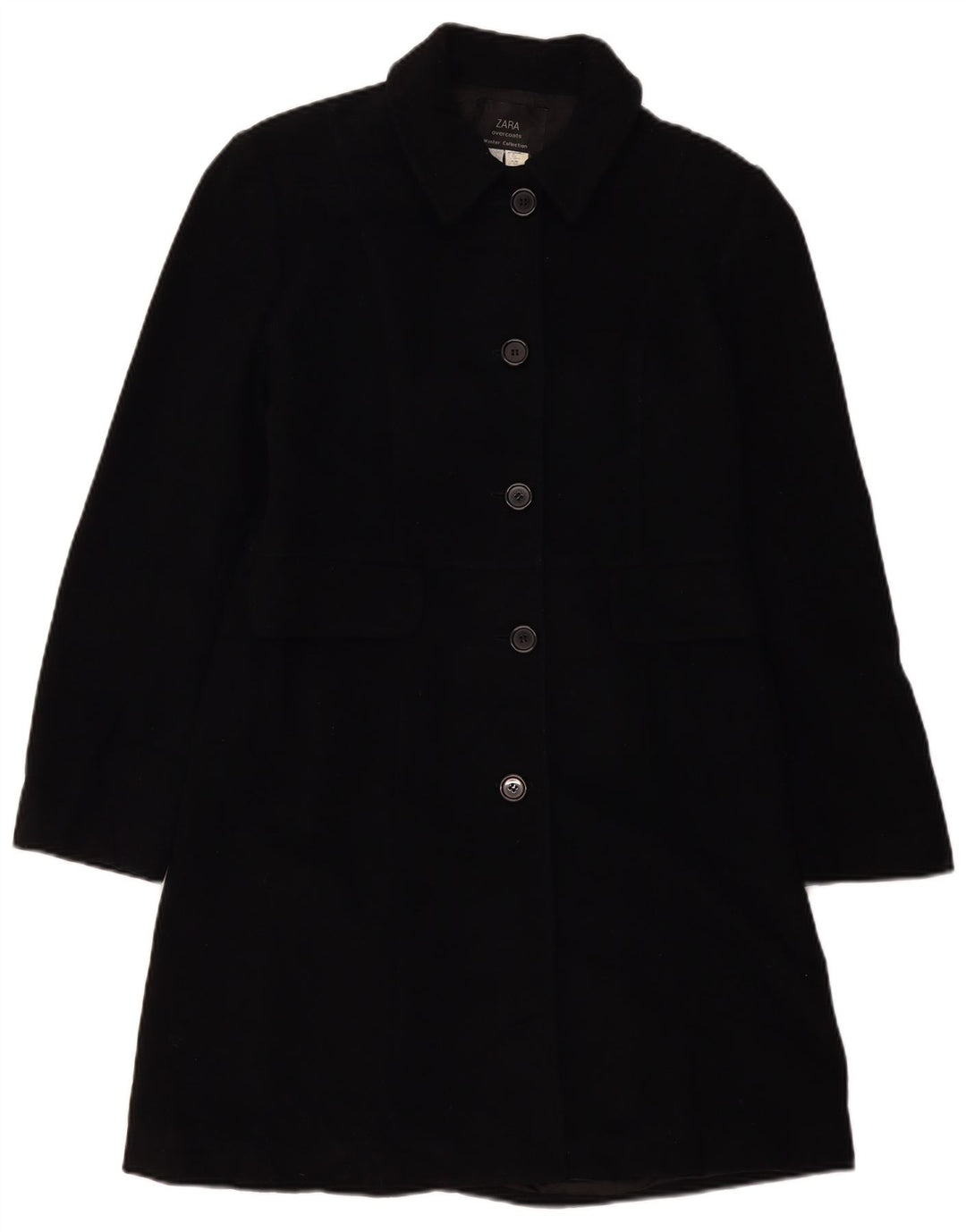 Женское пальто Zara EU 40, среднее, черное, шерстяное