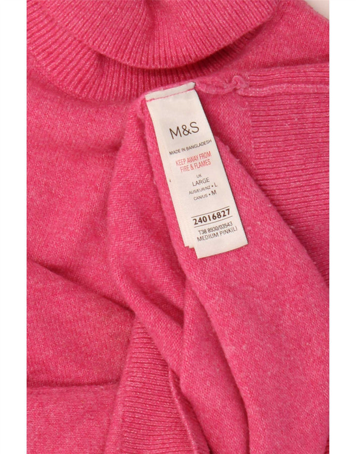 Женский свободный джемпер с высоким воротником Marks & Spencer, Великобритания, 16, большой розовый