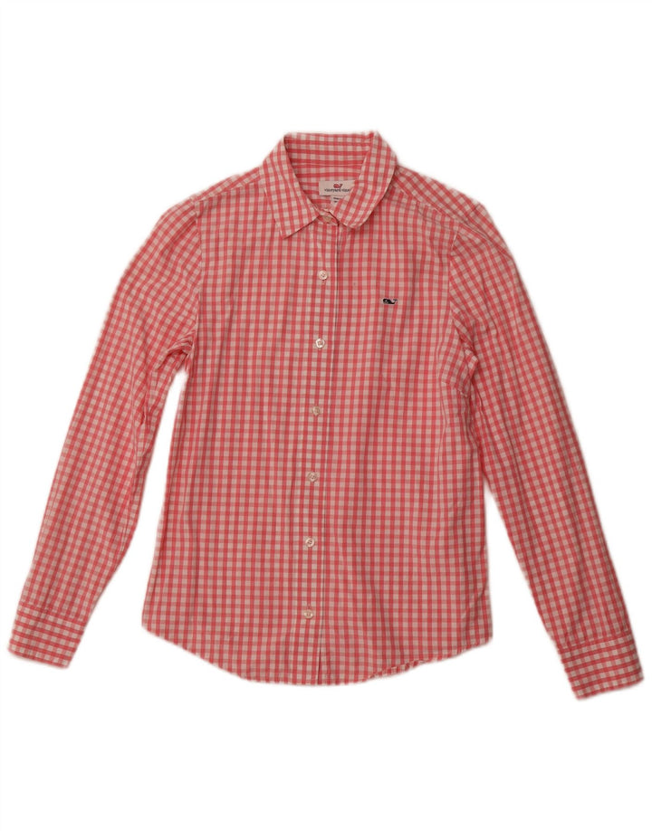 VINEYARD VINES Женская рубашка US 2 XS в розовую клетку из хлопка