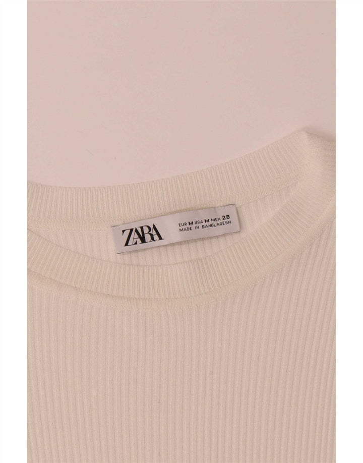 Женский топ Zara с длинным рукавом UK 12, средний белый