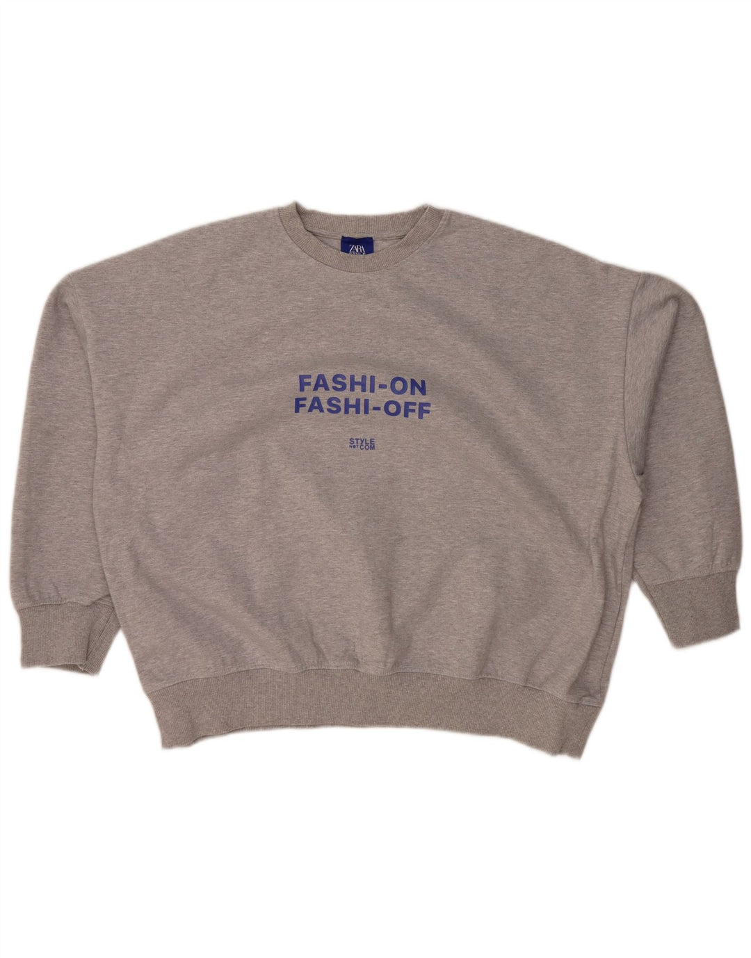 Женский джемпер оверсайз с рисунком ZARA UK 14, средний серый в крапинку