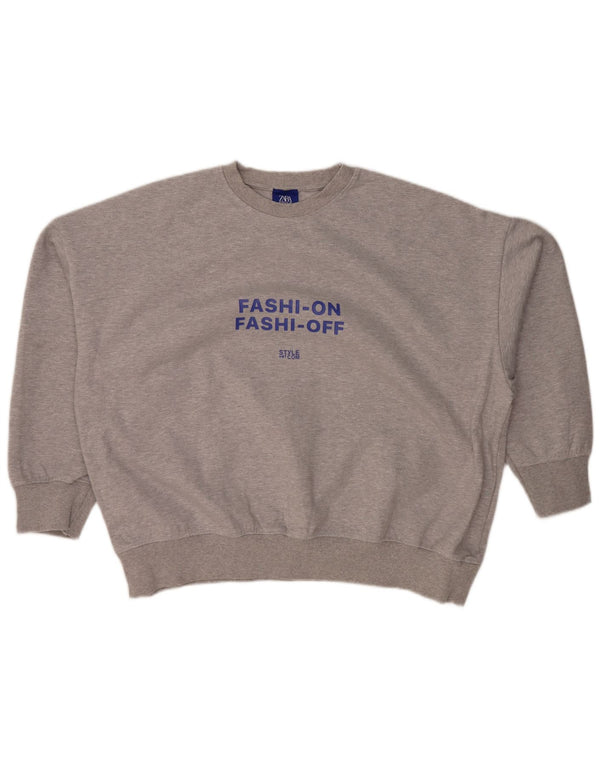 Женский джемпер оверсайз с рисунком ZARA UK 14, средний серый в крапинку