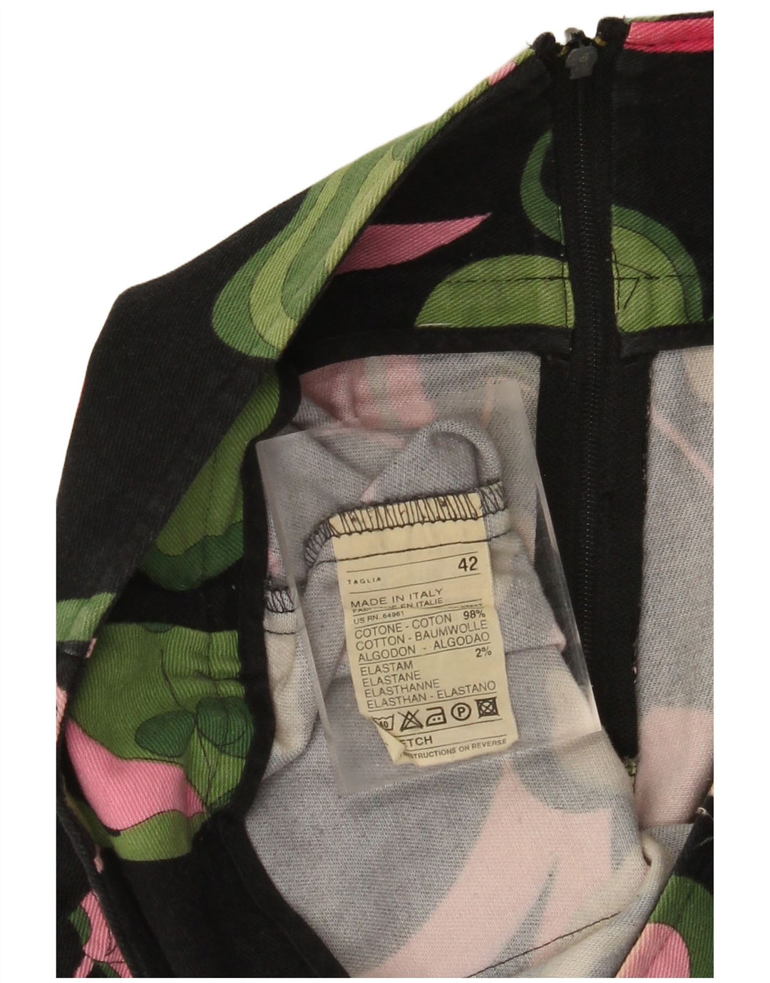 ВИНТАЖНАЯ женская мини-юбка IT 42 Medium W30 Черная хлопковая юбка с цветочным принтом