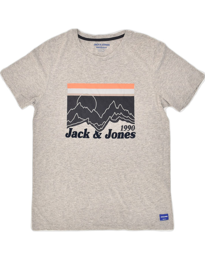 JACK & JONES Mens Graphic T-Shirt Top Large Grey Cotton | Vintage Jack & Jones | Thrift | Second-Hand Jack & Jones | Used Clothing | Messina Hembry 