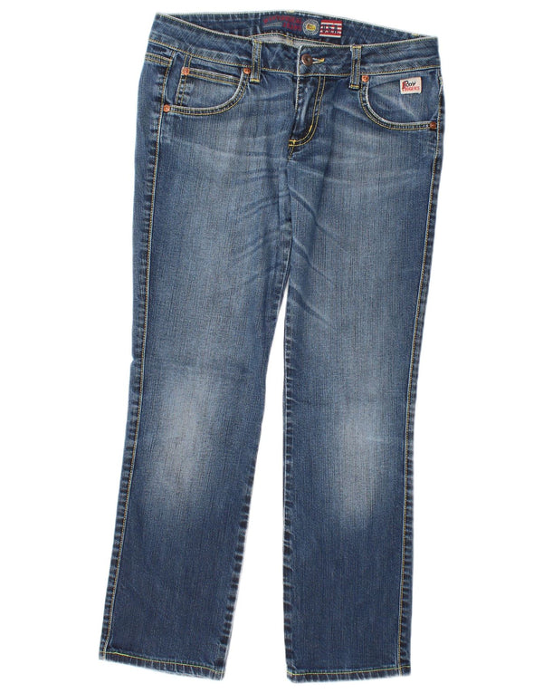Женские прямые джинсы Roy Rogers с низкой талией IT 42 Medium W30 L28 Синий хлопок