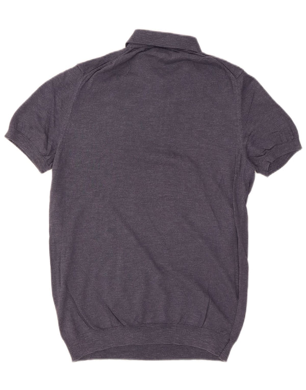 MASSIMO DUTTI Мужской свитер с короткими рукавами и воротником-поло, маленький темно-синий