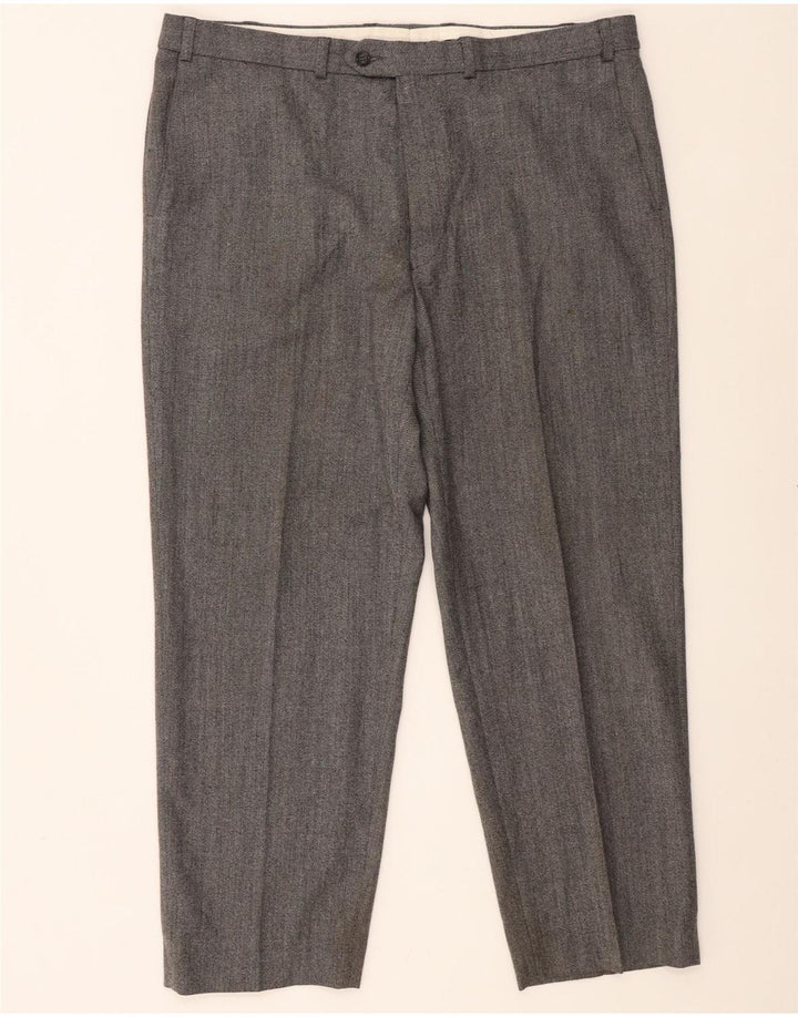 Мужские прямые костюмные брюки Marks & Spencer St. Michael W40 L29 серые шерстяные