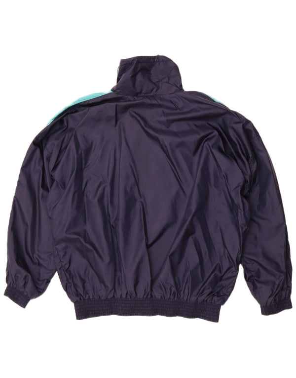 Винтажный мужской спортивный костюм, верхняя куртка, большой нейлон темно-синего цвета с цветными блоками