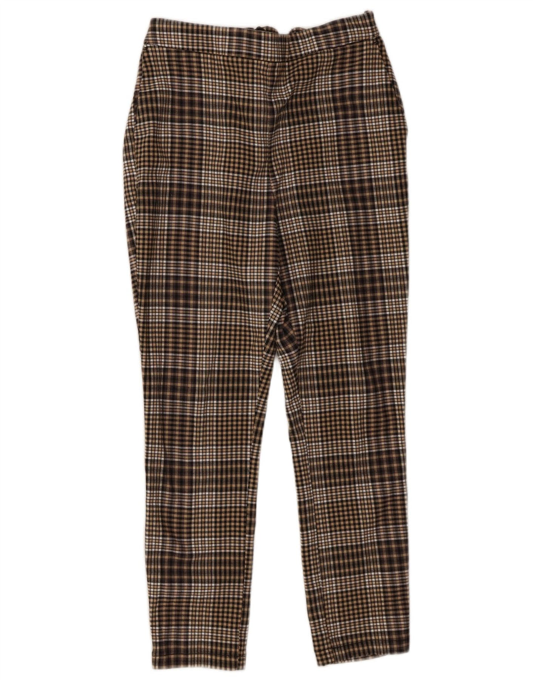 Женские укороченные брюки Zara большие W30 L24 в коричневую клетку