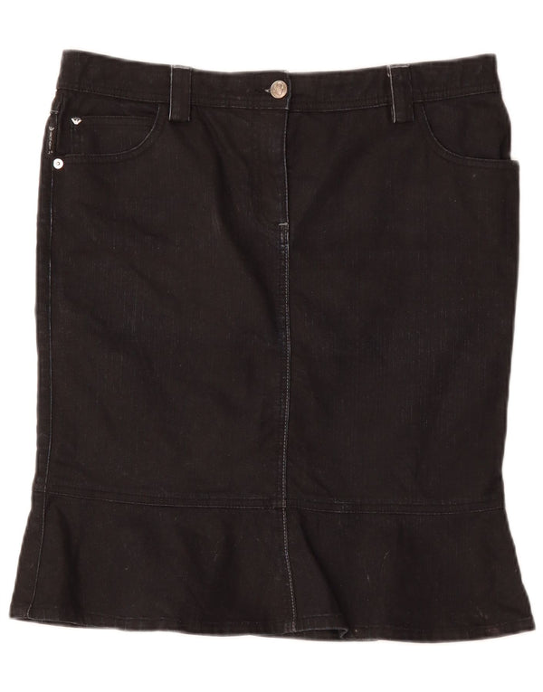 ARMANI Женская джинсовая юбка с высокой талией EU 46 XL W34 Черный хлопок