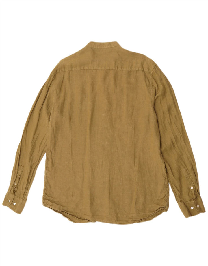 Мужская рубашка Massimo Dutti XL цвета хаки, льняная