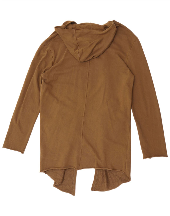 Мужской кардиган с капюшоном Zara, хлопковый свитер среднего коричневого цвета