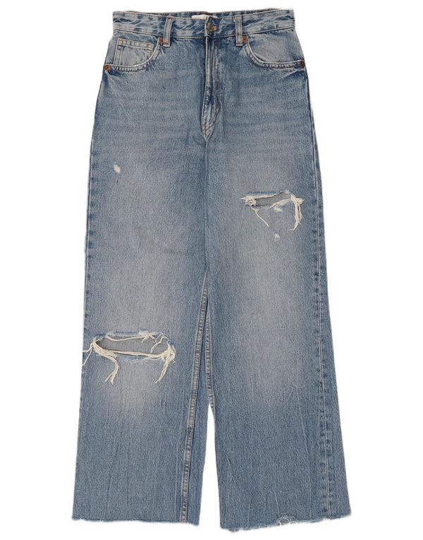 Женские потертые широкие джинсы ZARA EU 36 XS W26 L27, синий хлопок