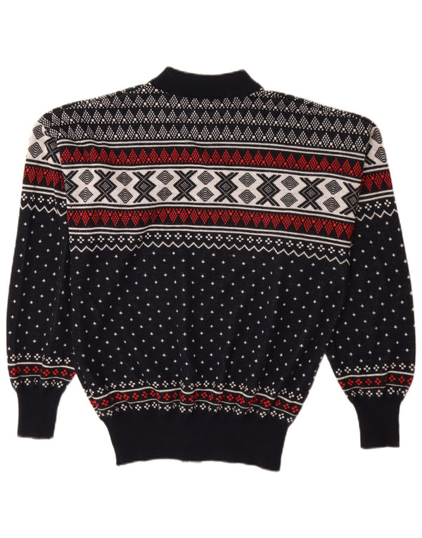 Винтажный мужской свитер-кардиган свободного кроя IT 44/46 XS Темно-синий Fair Isle