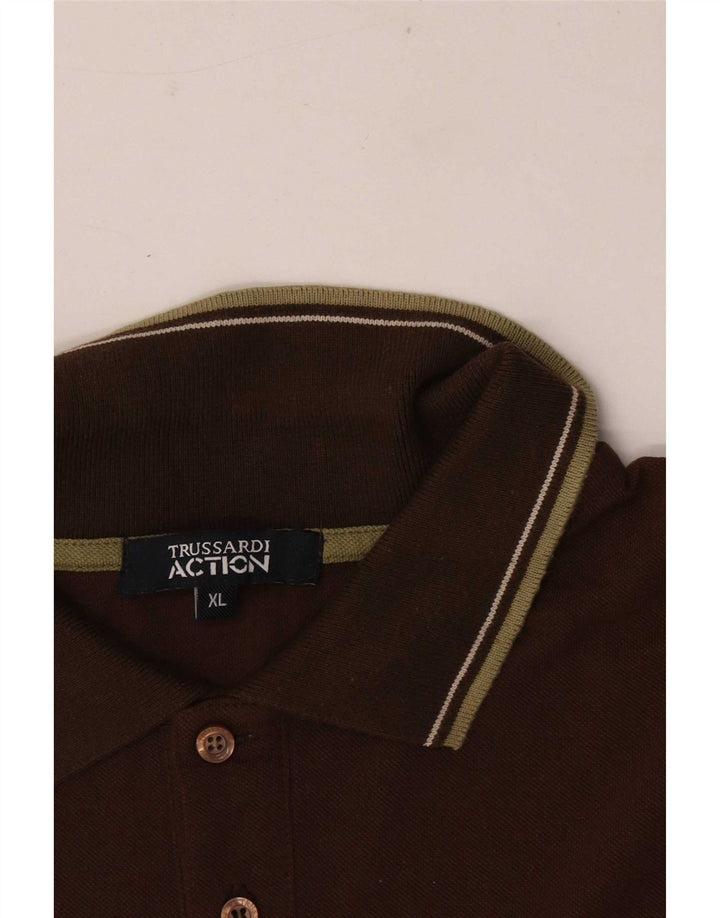 Мужская рубашка-поло Trussardi XL в коричневую полоску