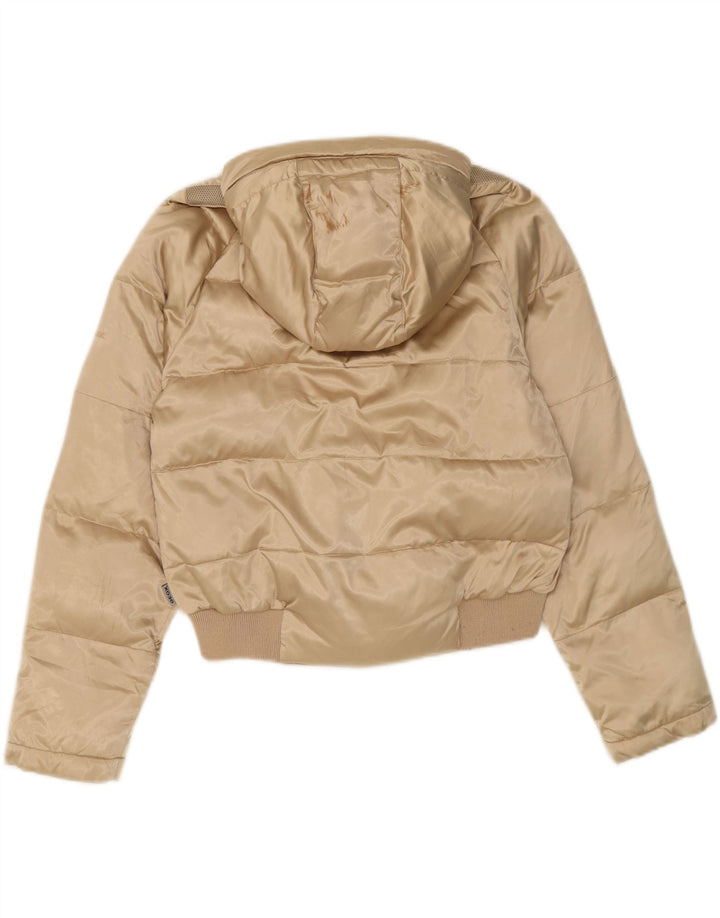 GEOX RESPIRA Womens Oversized Hooded Padded Jacket UK 10 Small Beige Vintage Geox Respira and Second-Hand Geox Respira from Messina Hembry 