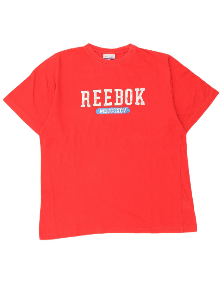 Мужская футболка с рисунком Reebok, большой красный хлопок
