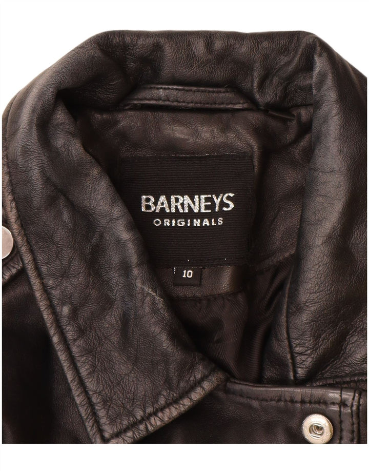 Женская кожаная байкерская куртка BARNEYS UK 10, маленькая, черная кожа