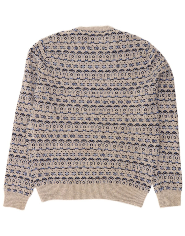 JACK WILLS Womens Crew Neck Jumper Sweater UK 18 XL Grey Fair Isle