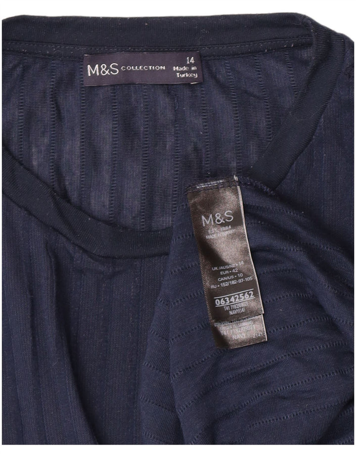 Женский оверсайз-топ с длинным рукавом Marks & Spencer UK 14, темно-синий, большой размер
