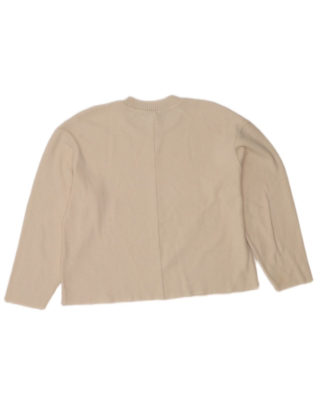 Женский укороченный джемпер с круглым вырезом Zara UK 14, средний белый полиэстер