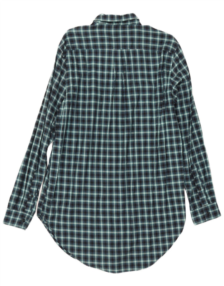 Мужская высокая фланелевая рубашка Benetton, темно-синяя, в мелкую клетку