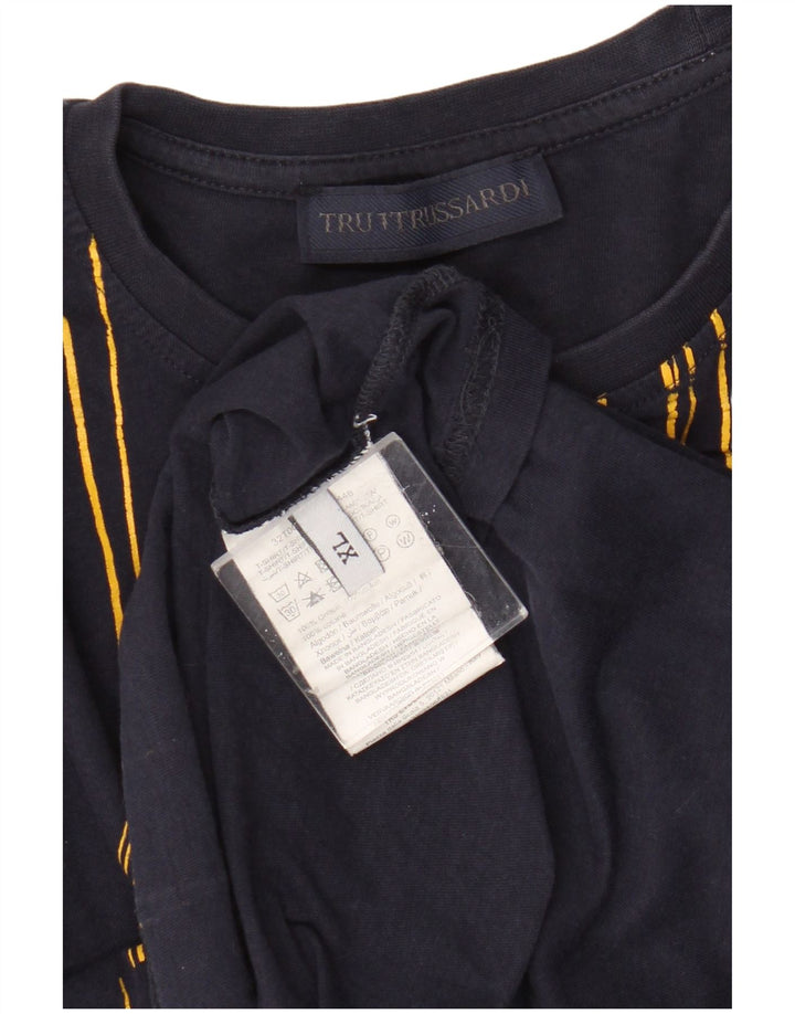 Trussardi Мужская футболка с рисунком Top XL Темно-синий хлопок