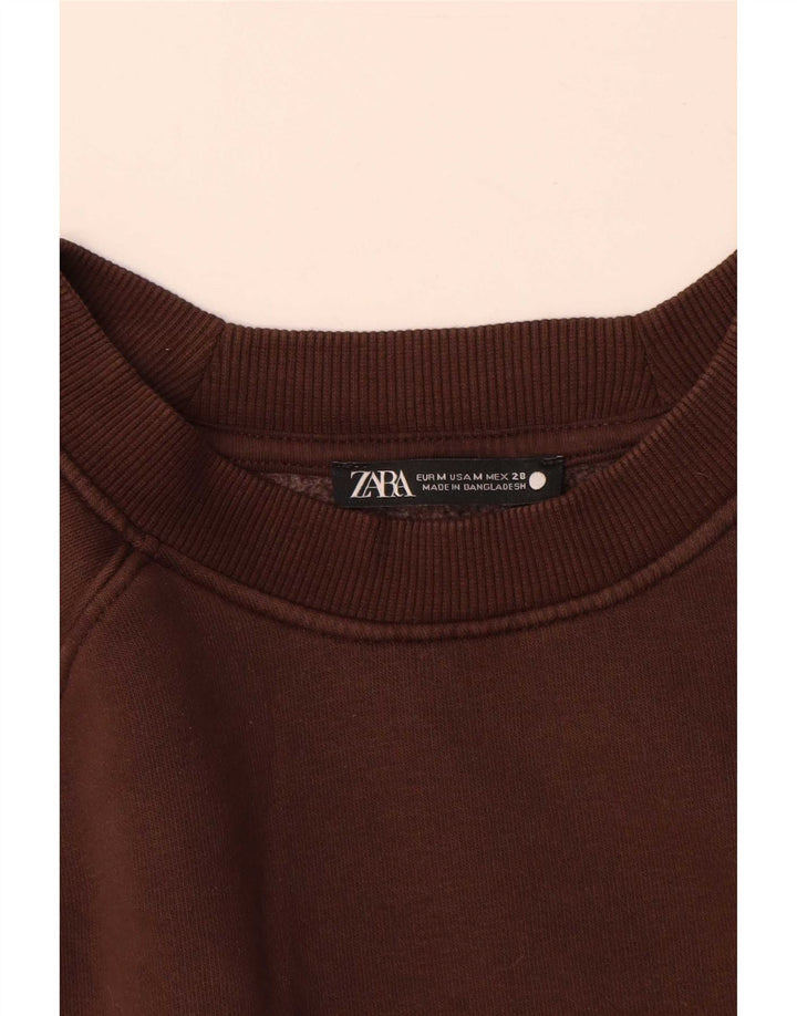 Женский свитер Zara UK 14, хлопковый средний коричневый цвет