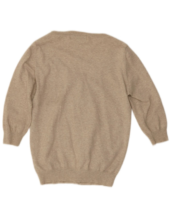 Женский кардиган с рукавом 3/4 Zara UK 14, большой бежевый хлопок