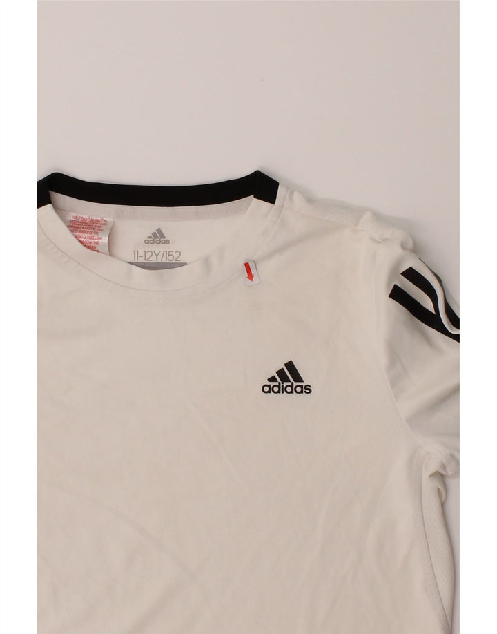 ADIDAS Boys T-Shirt Top 11-12 Years White Polyester Vintage Adidas and Second-Hand Adidas from Messina Hembry 