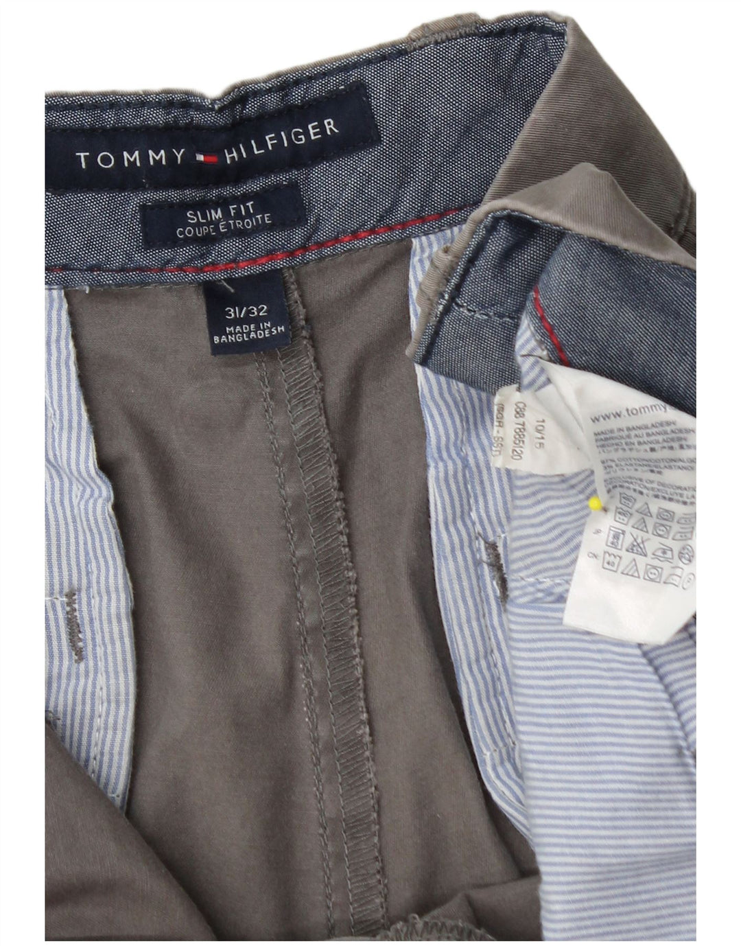 TOMMY HILFIGER Мужские брюки-чиносы Etroite Slim Fit W31 L32 Серые хлопковые