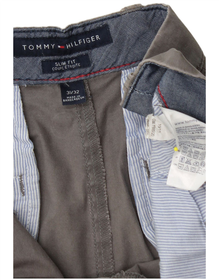 TOMMY HILFIGER Мужские брюки-чиносы Etroite Slim Fit W31 L32 Серые хлопковые