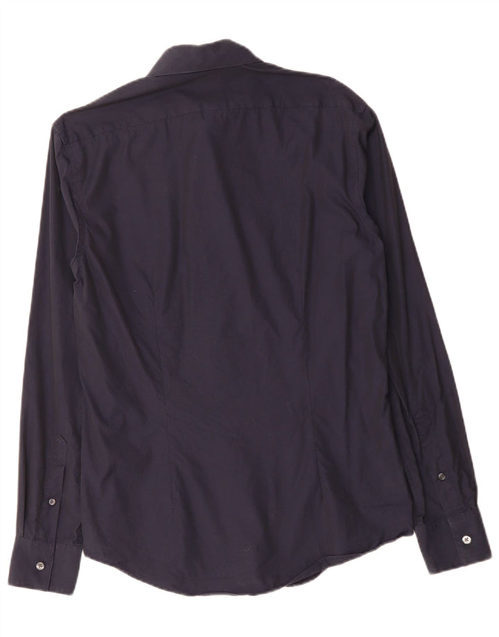 CALVIN KLEIN Мужская рубашка приталенного кроя, маленький размер, темно-синий, хлопок