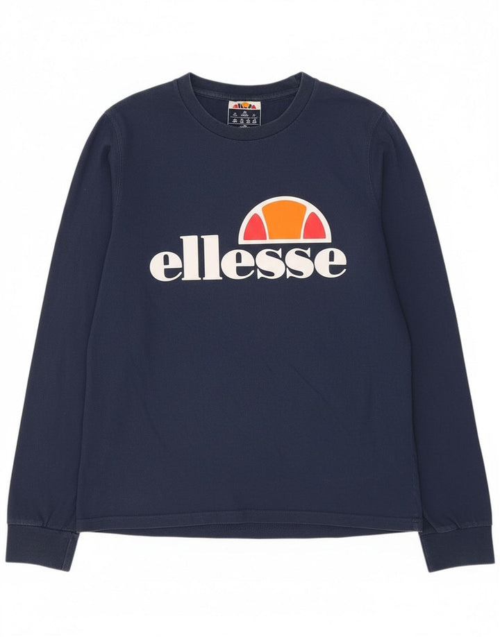 Женский топ Ellesse с длинным рукавом и графикой, UK 12, средний темно-синий, хлопок