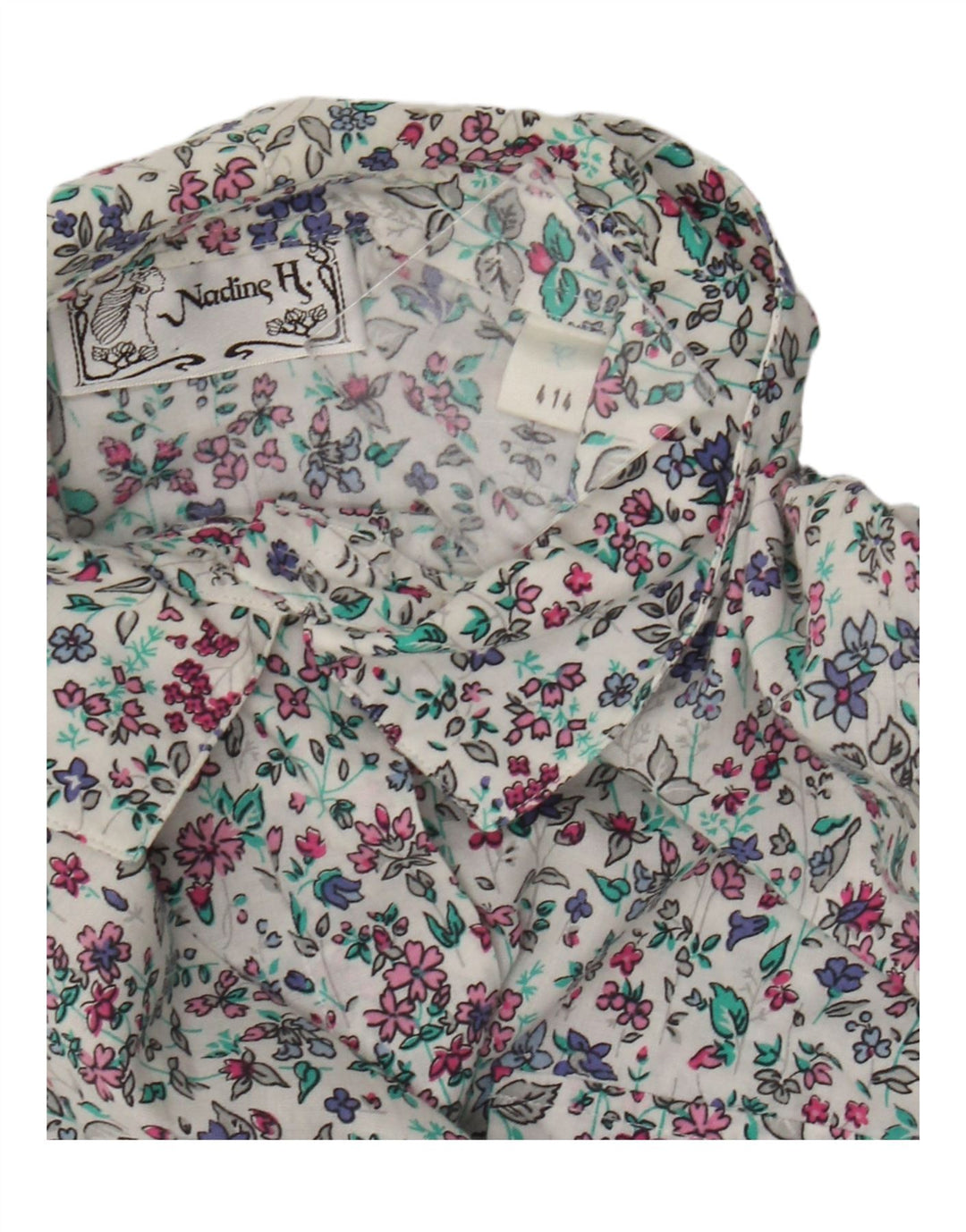 Женская блузка-рубашка с коротким рукавом Nadine H EU 38, средний белый цветочный принт