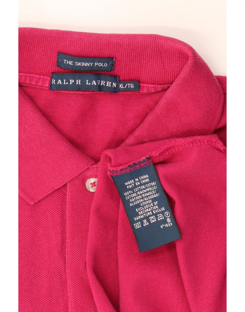 RALPH LAUREN Mens Skinny Polo Shirt XL Pink Cotton Vintage Ralph Lauren and Second-Hand Ralph Lauren from Messina Hembry 