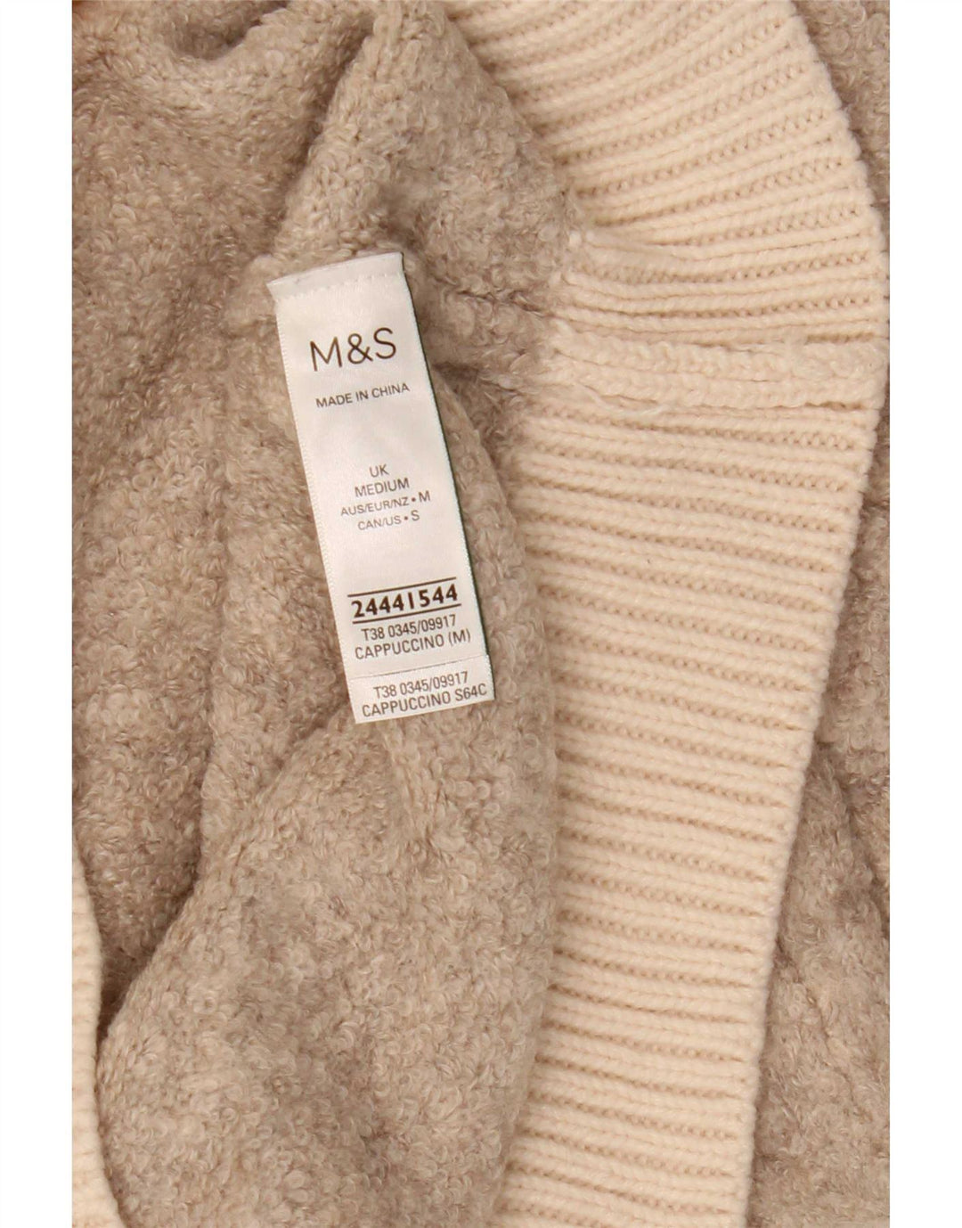 Женский джемпер с высоким воротником Marks & Spencer UK 14, средний бежевый