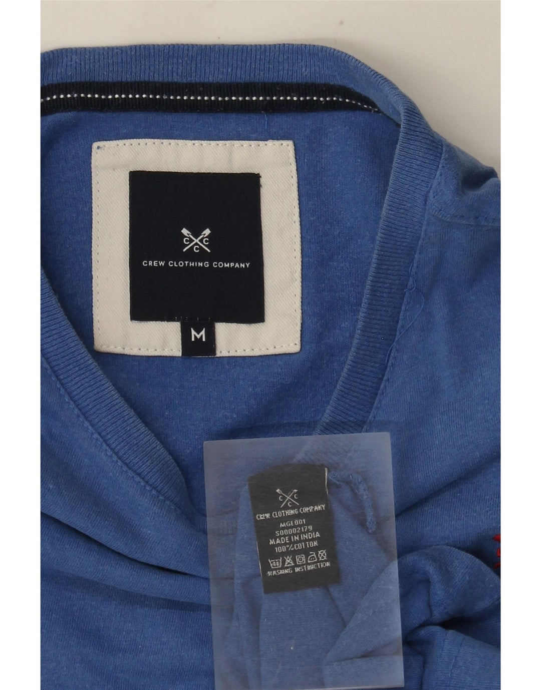 Crew Clothing Мужская футболка из хлопка среднего синего цвета