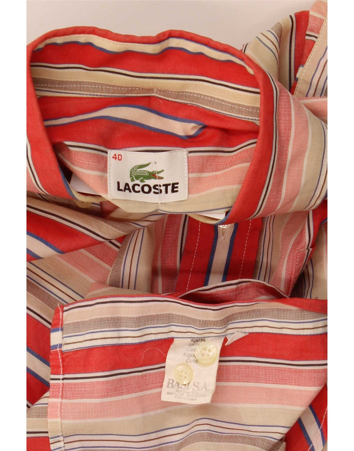 Lacoste Мужская рубашка с коротким рукавом, размер 40, средний размер, разноцветная полоска, хлопок