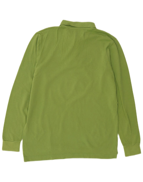 Kappa Mens Long Sleeve Polo Shirt Medium Green Cotton