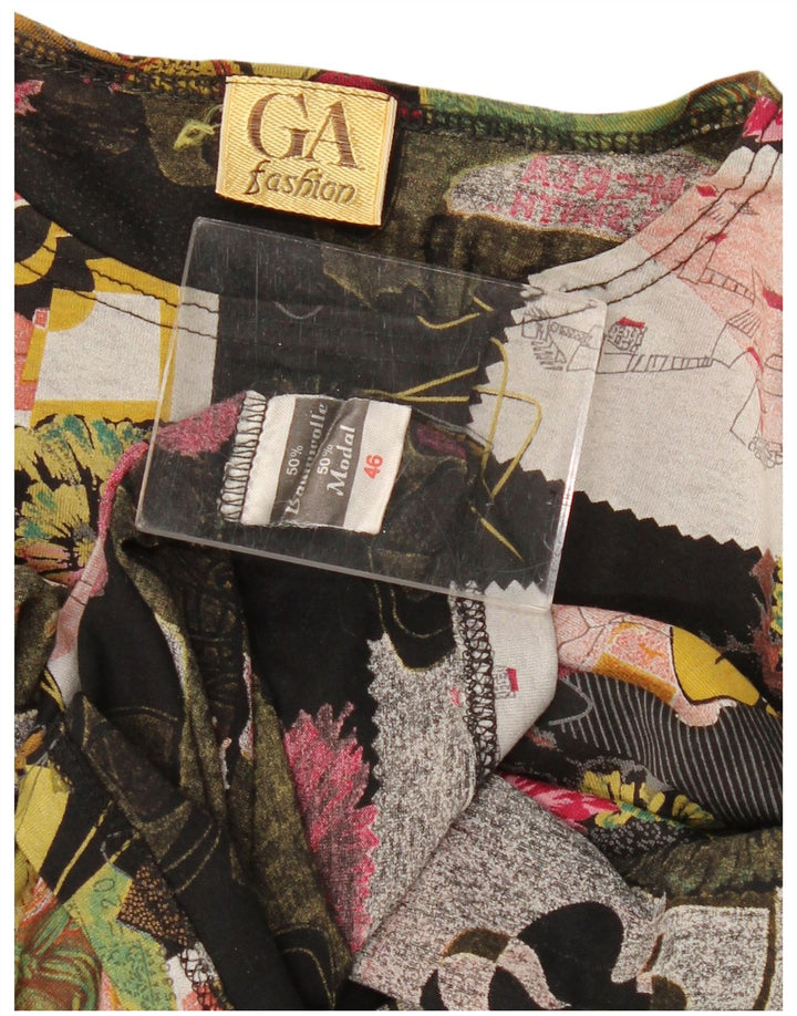 ВИНТАЖНАЯ женская футболка с рисунком, топ EU 46 XL, разноцветный хлопок