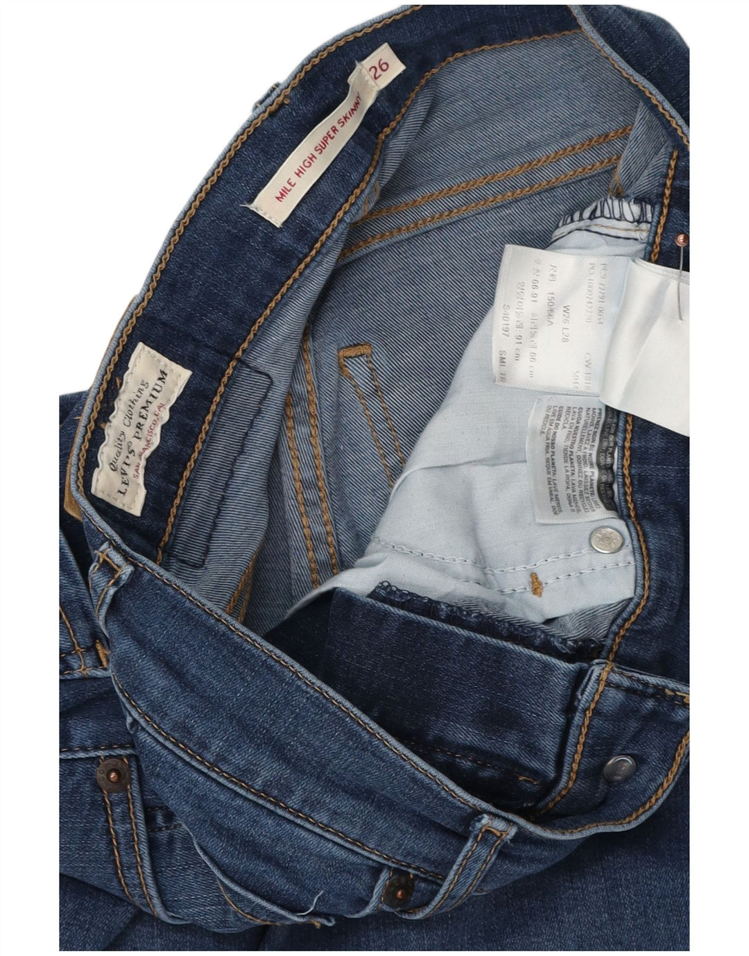 Женские джинсы суперскинни LEVI'S Mile High W26 L28, синий хлопок